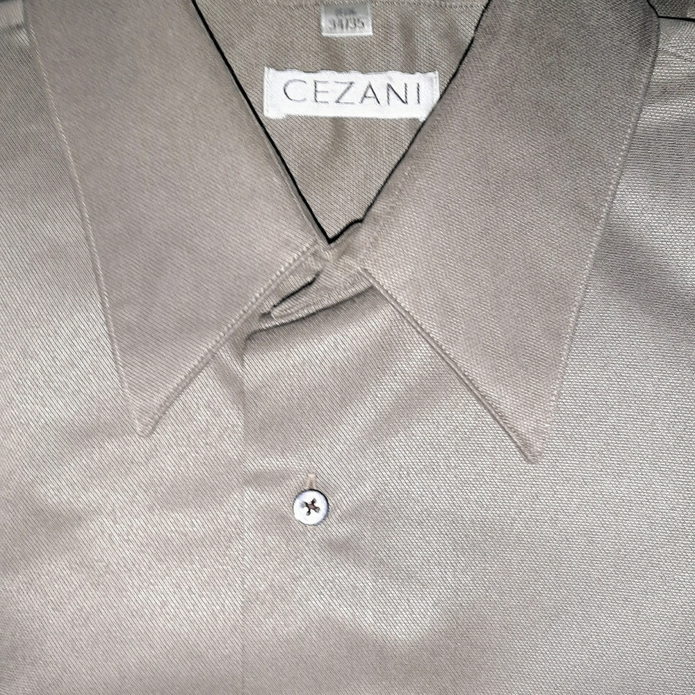 Shiny taupe long sleeve dress shirt